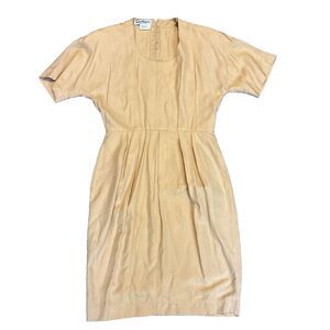 Salvatore Ferragamo Dress Peach With Pockets- Silk Rayon - Made Italy VINTAGE
